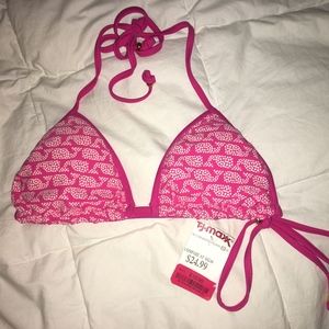 Vineyard Vines Pink/White Whale Tie Bikini Top